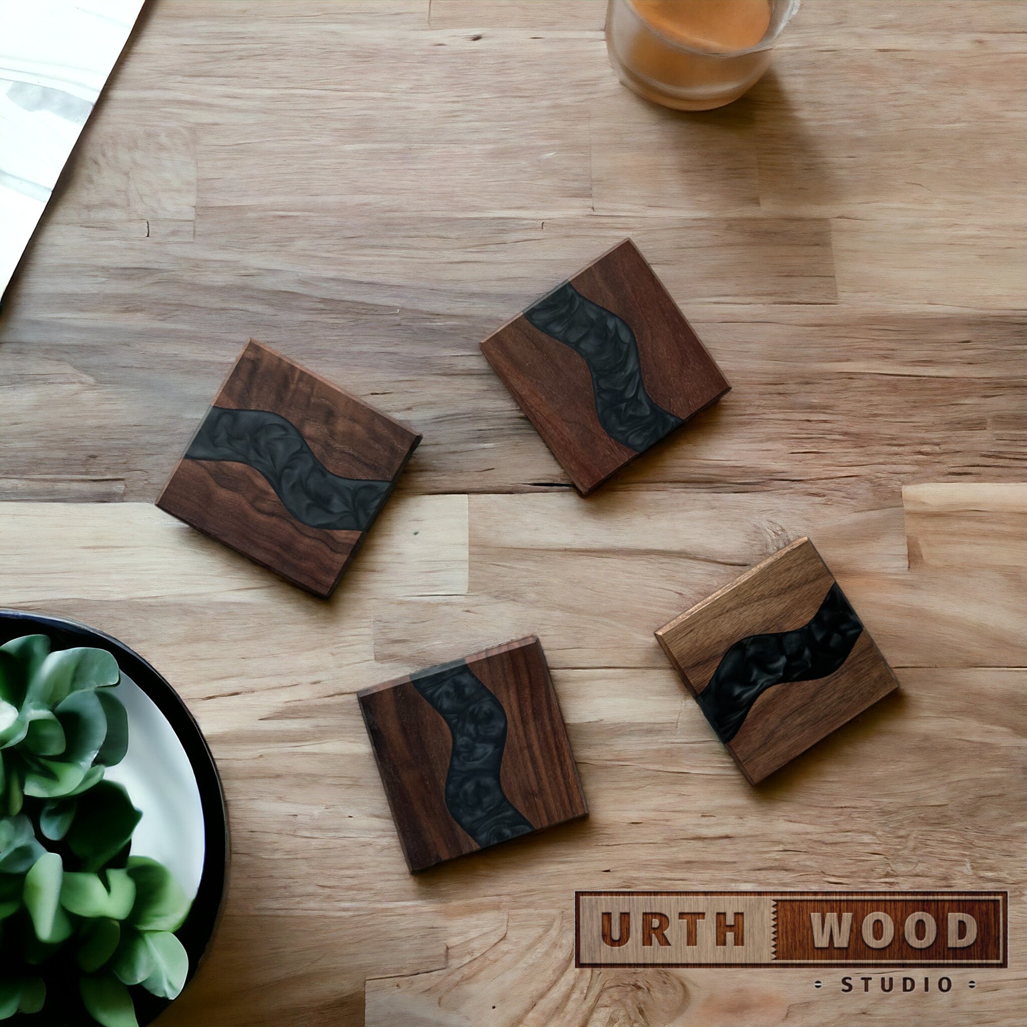 Epoxy and Wood Coasters shops | Set of 4